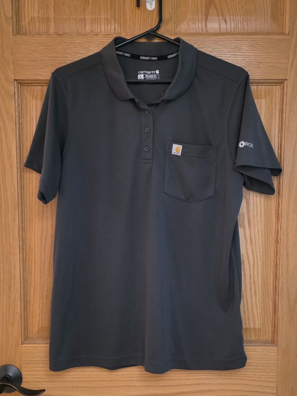 Carhartt Force Women's L Gray Relaxed Fit Performance SS Pocket Polo